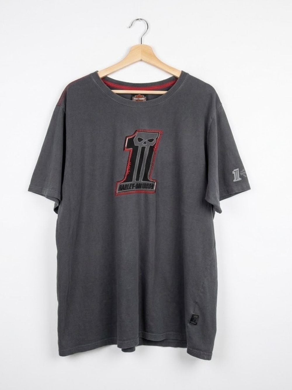 HARLEY-Davidson Dark Custom No.1 Skull Tee Men's 2X Gray Black Casual Moto Biker